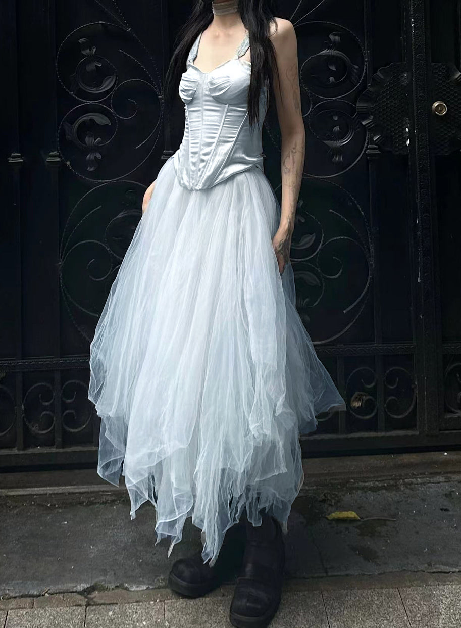 Forest Elf Tulle Skirt Washed Dyed Tiffany Blue