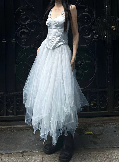 Forest Elf Tulle Skirt Washed Dyed Tiffany Blue