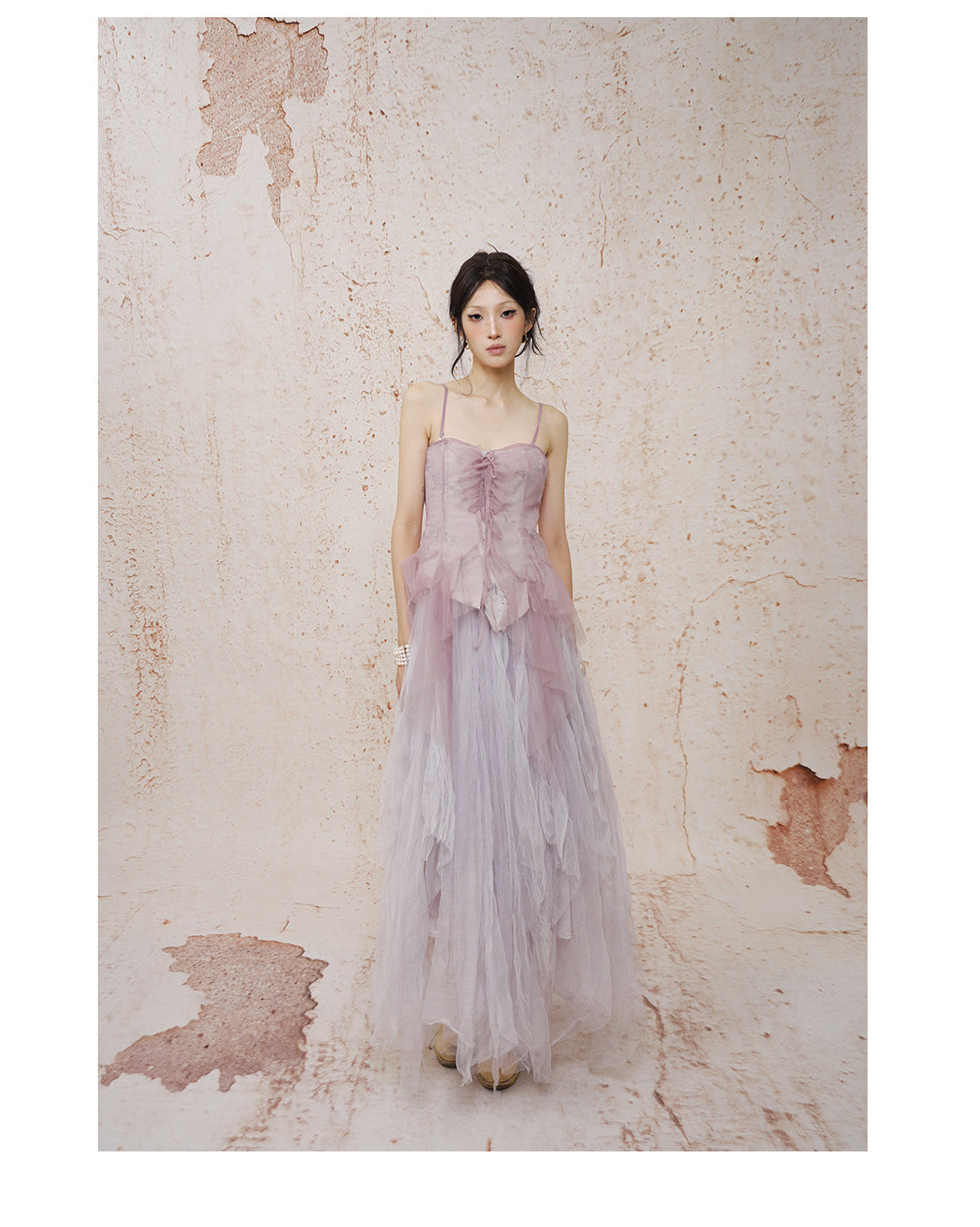 Fragmented Memories Anna Smocked Maxi Dress Purple