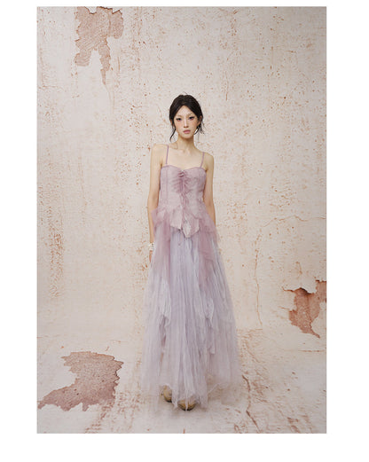 Fragmented Memories Anna Smocked Maxi Dress Purple