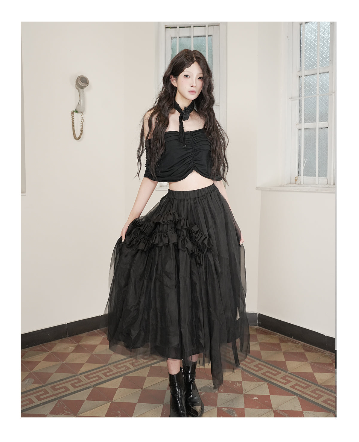 Wrapped Bandage Tube Top Black