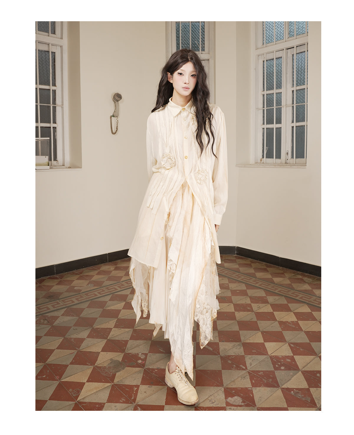 Floral Shirt Tea-Dyed Beige