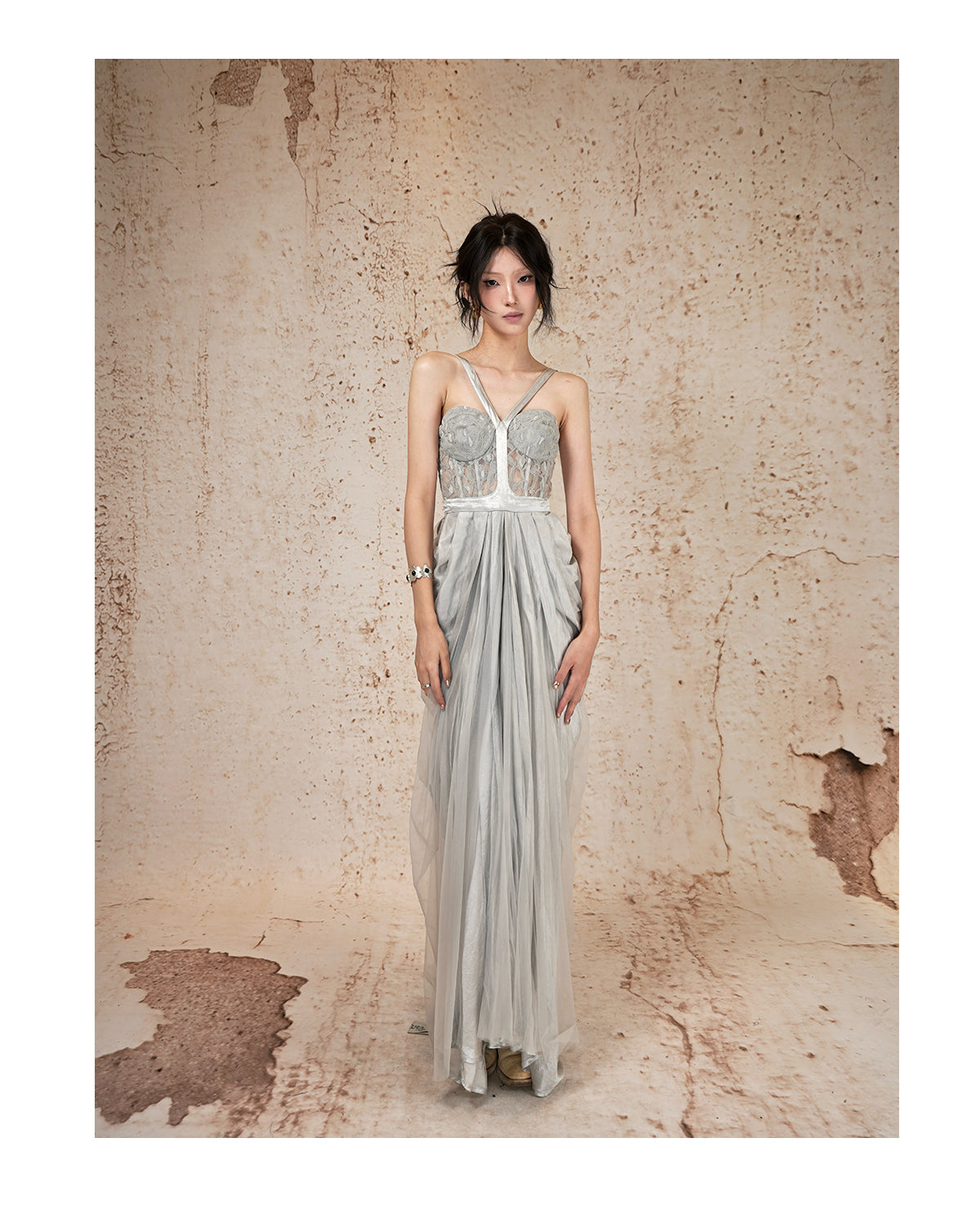 Hollow Flower Vase Maxi Dress