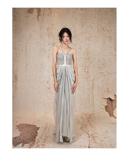 Hollow Flower Vase Maxi Dress