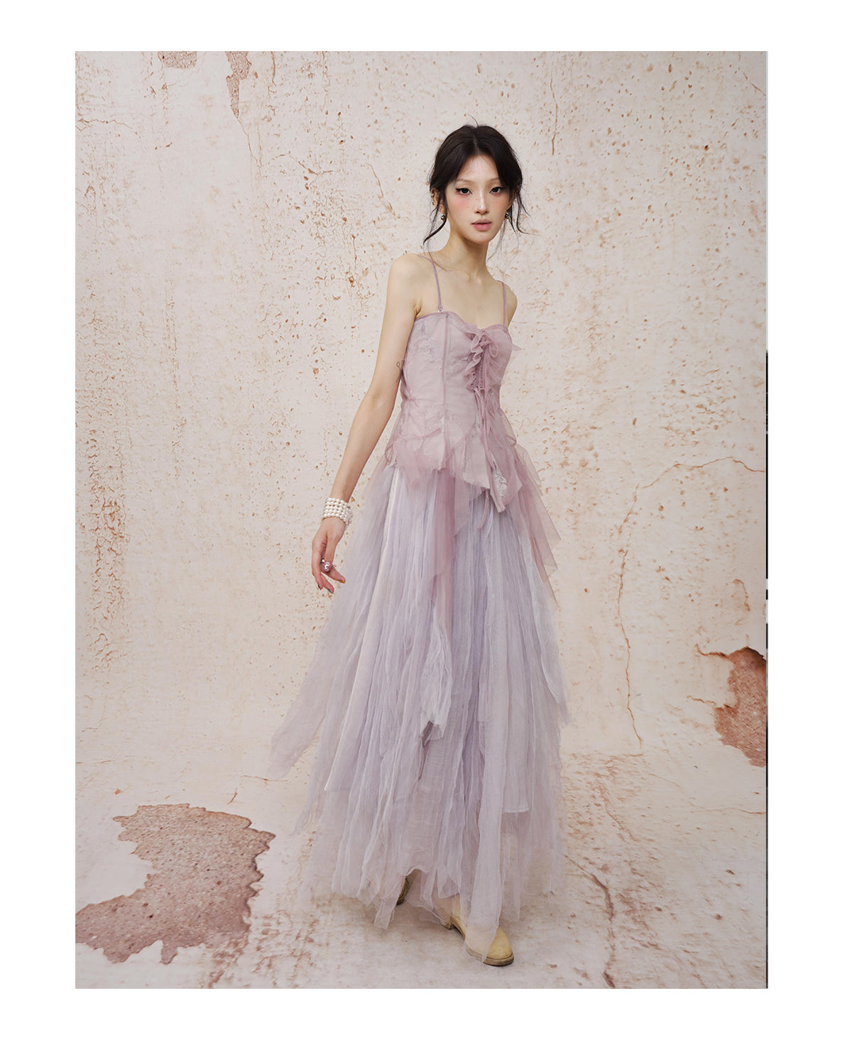 Fragmented Memories Anna Smocked Maxi Dress Purple