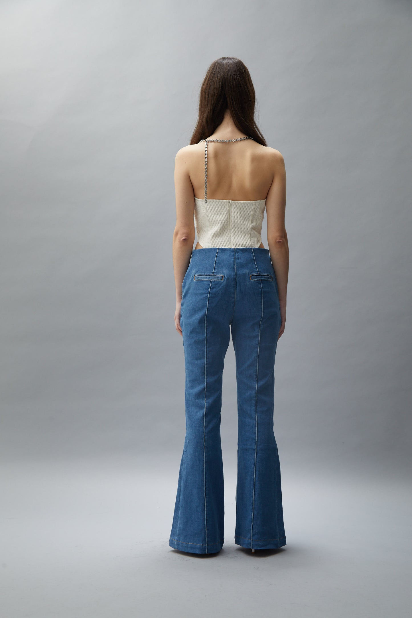 Two Tone Skinny Micro Flared Jeans