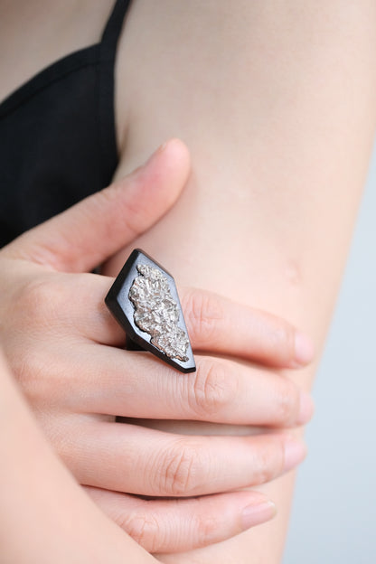 Refracted Geometry Ebony Ring