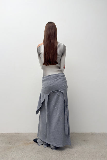 ONE OFF SHOULDER SPRAY KNIT GREY