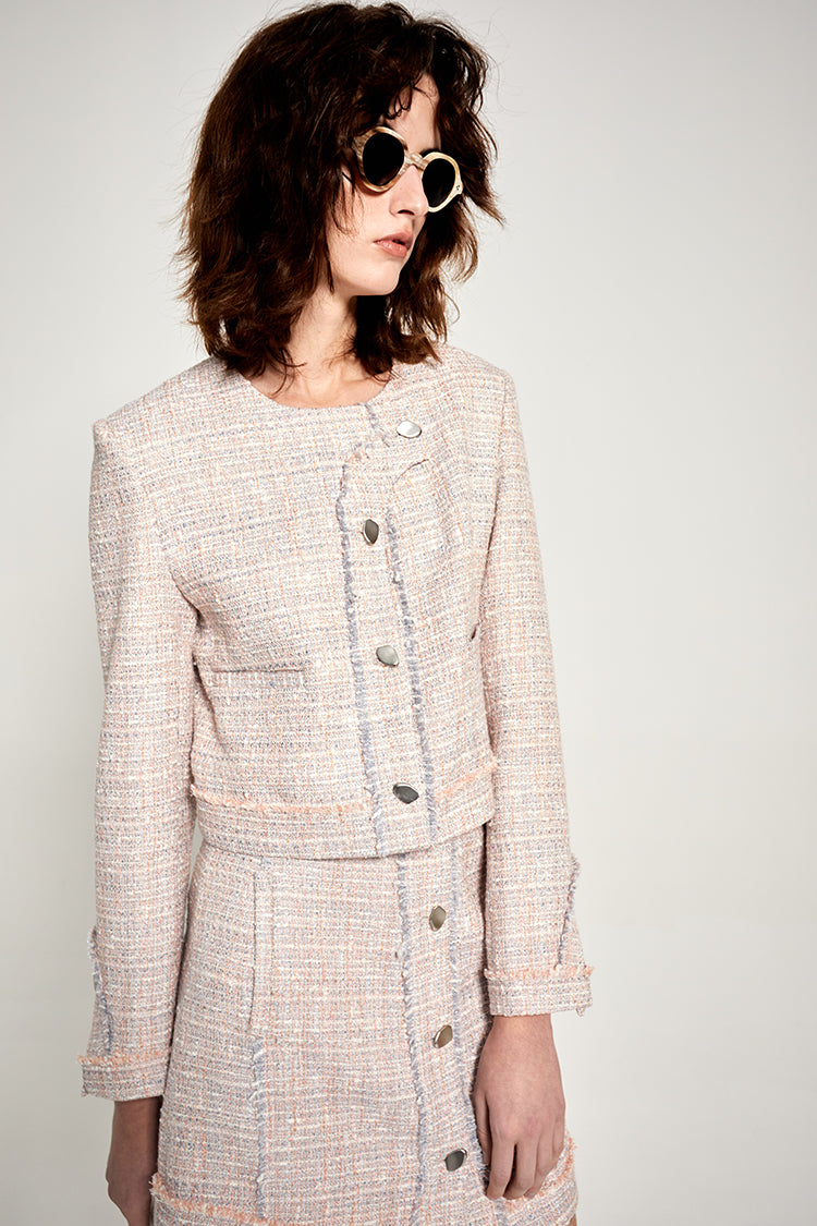 Asymmetric Collar Chanel-Style Jacket