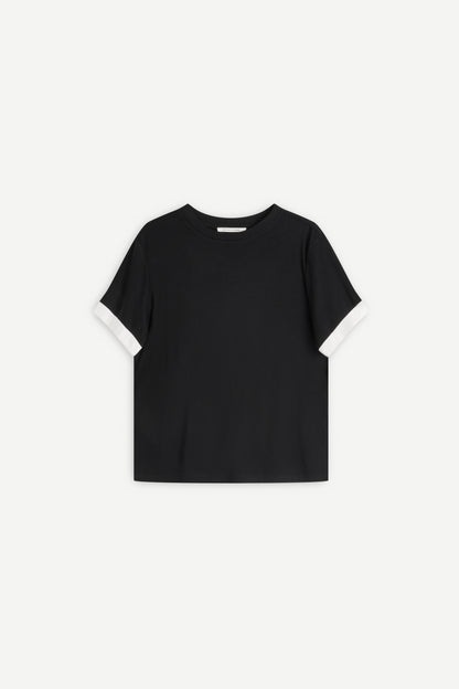 Satin Rolled-Sleeve Tee