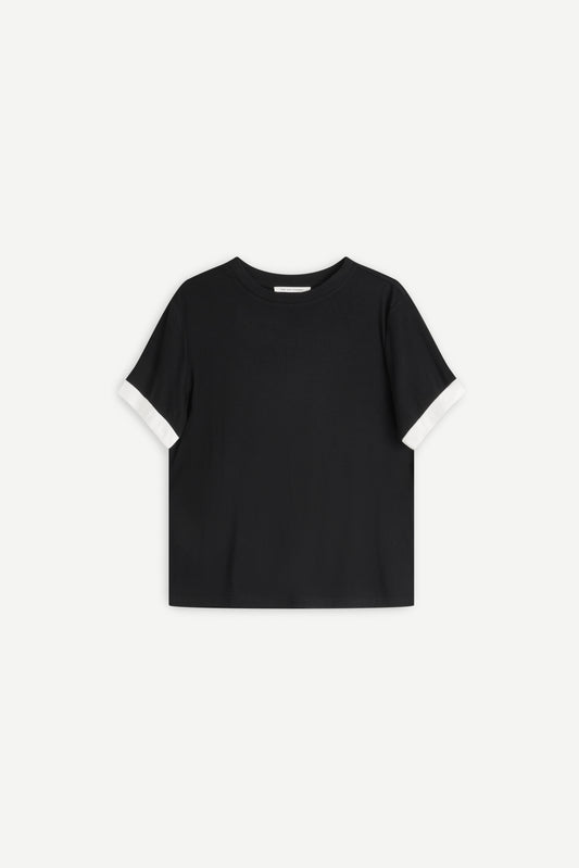 Satin Rolled-Sleeve Tee