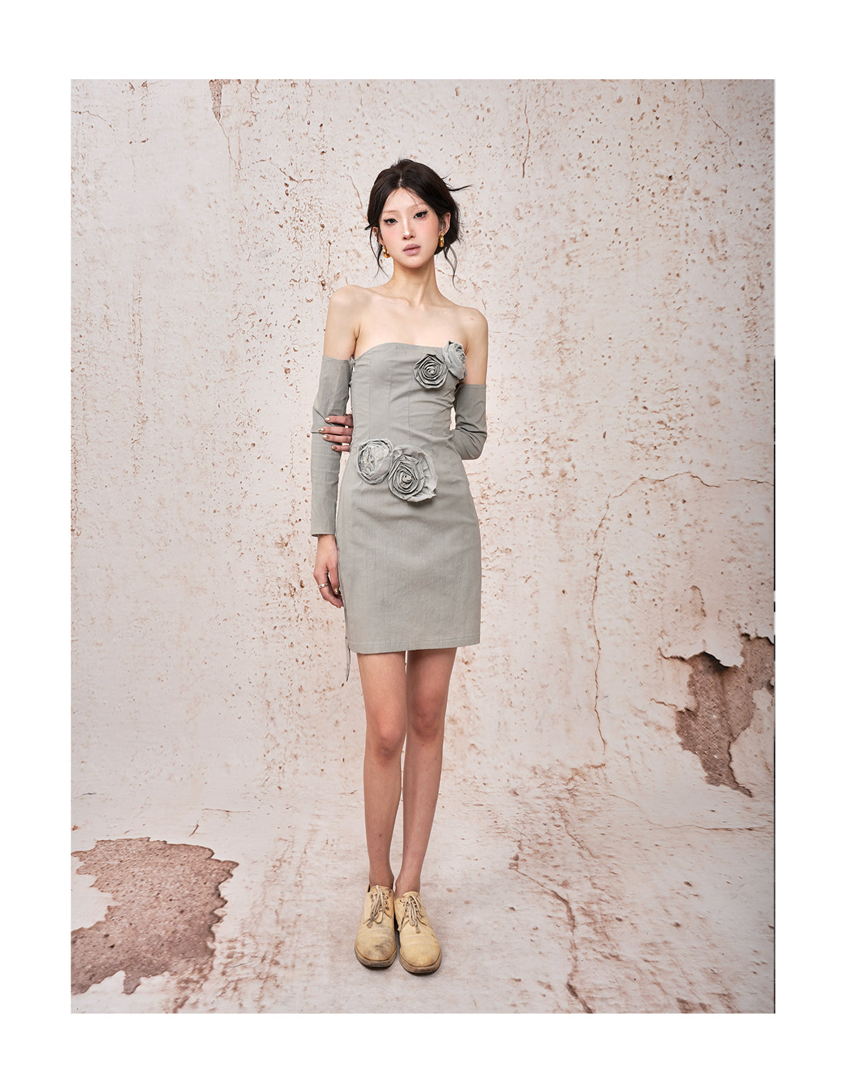 One-Shoulder Floral Bubble Dress