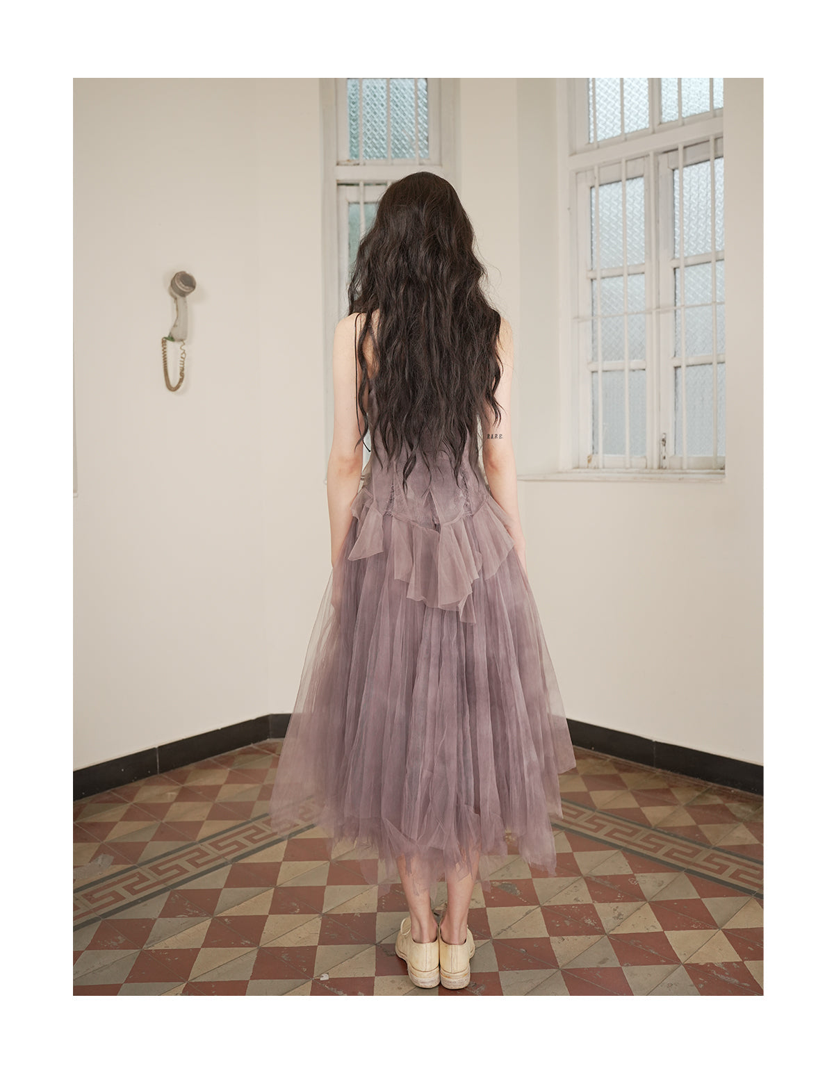 Patchwork Memory Tulle Strapless Dress Deep Chinese Gall Purple