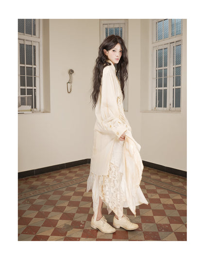 Floral Shirt Tea-Dyed Beige