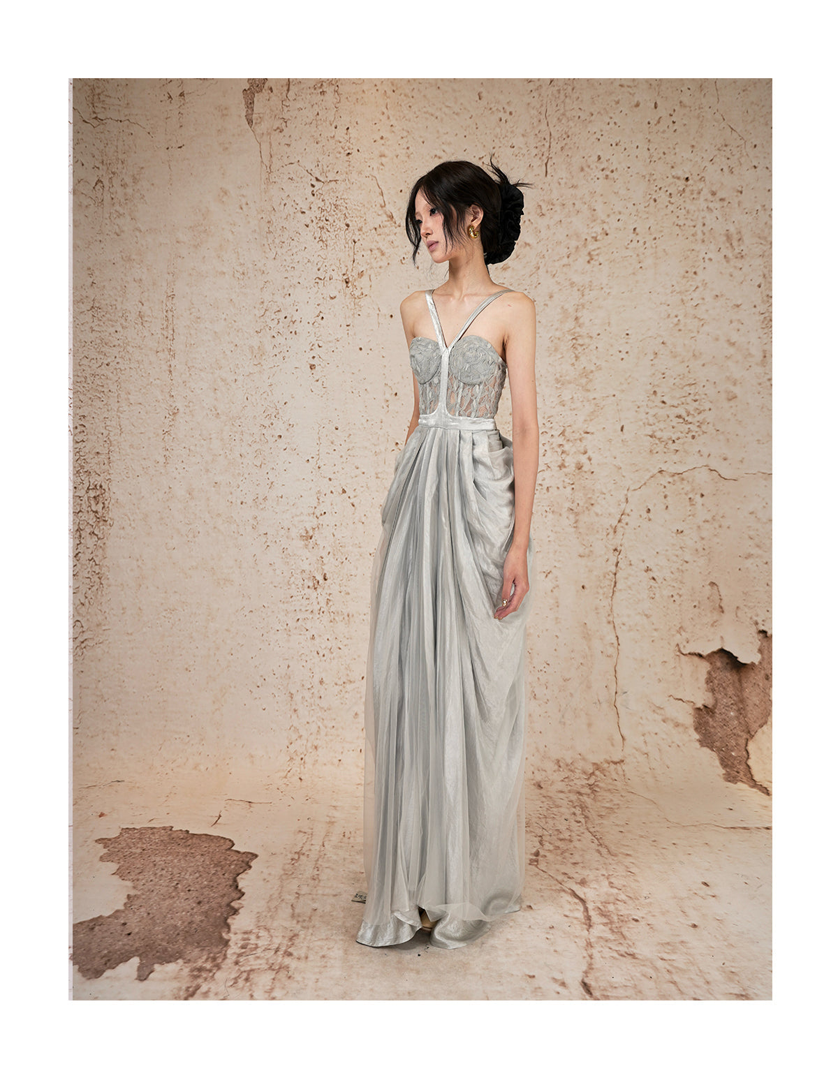 Hollow Flower Vase Maxi Dress