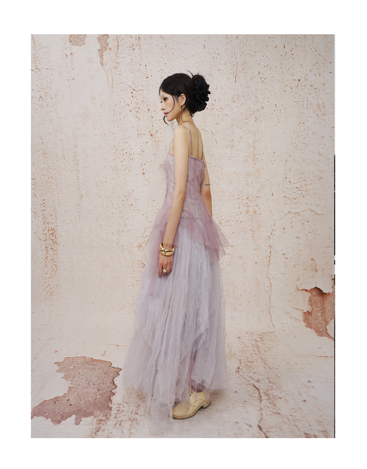 Fragmented Memories Anna Smocked Maxi Dress Purple