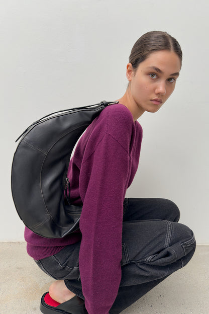 V NECK CASHMERE KNIT-WINE