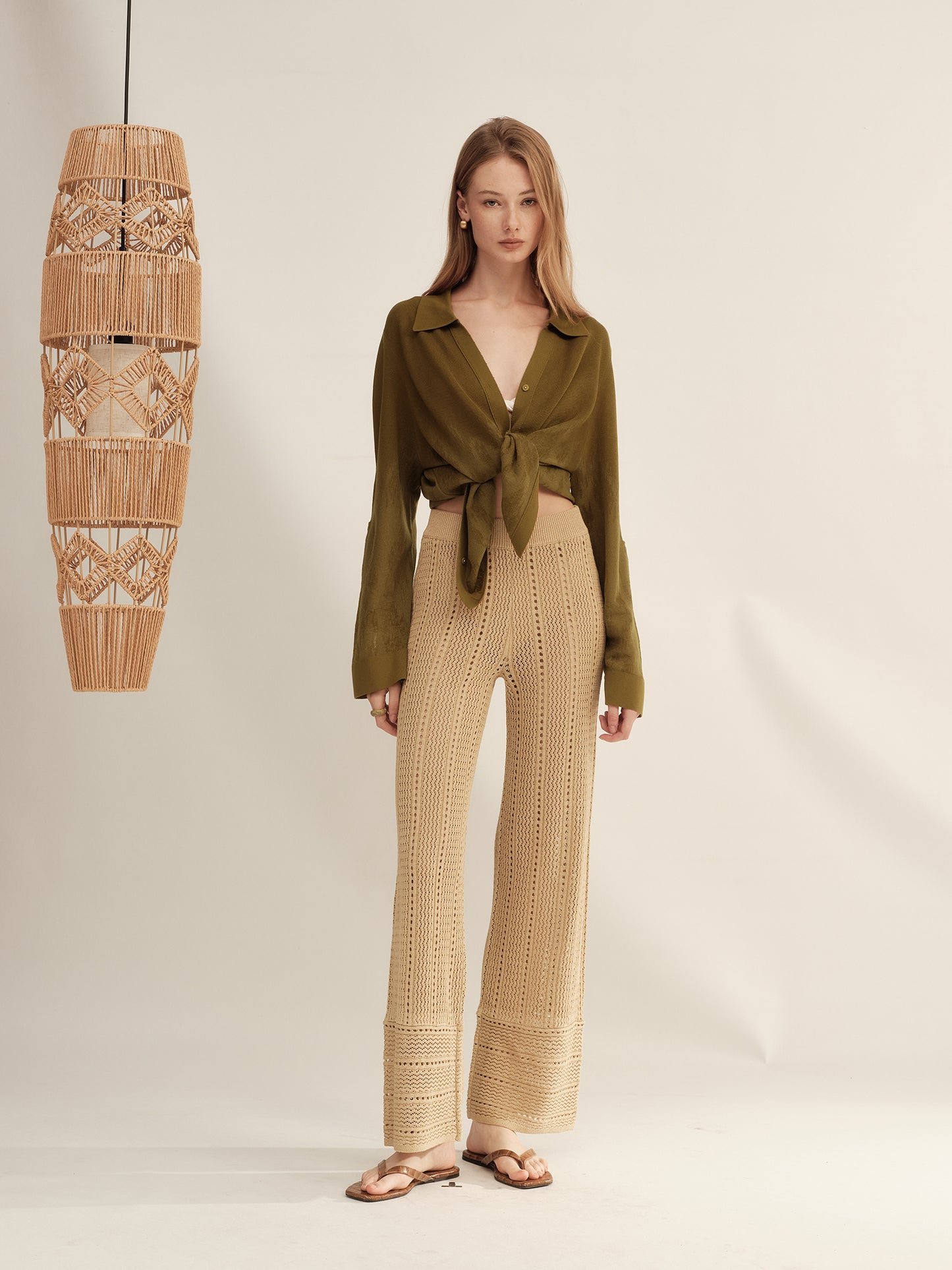 Paper Knit Wide-Leg Pants