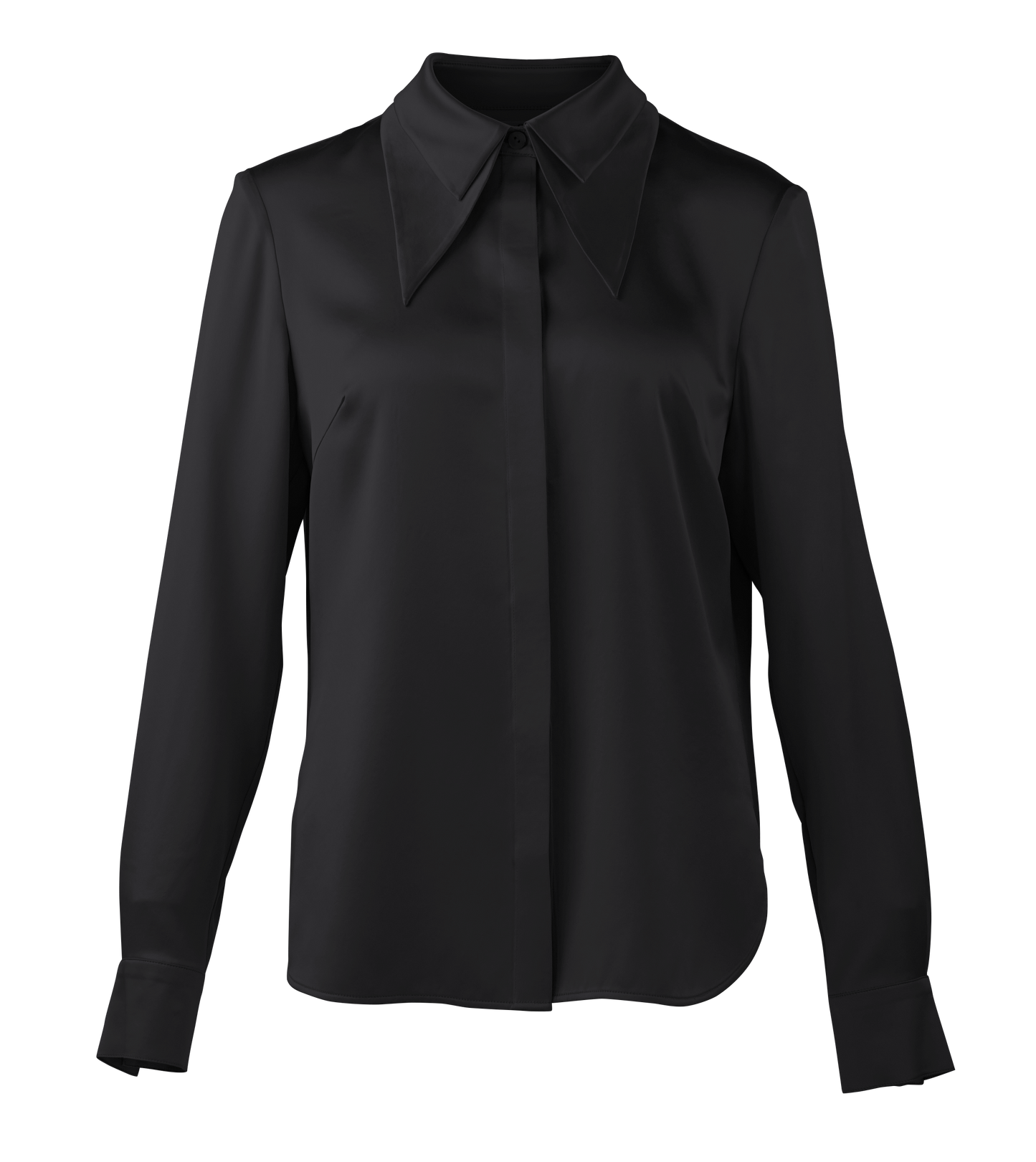 Black Silk Double Collar Shirt