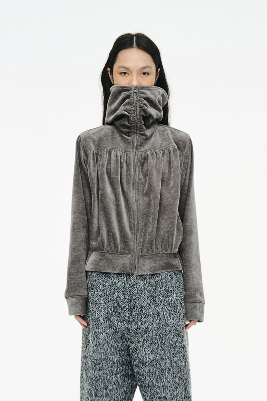 SHIRRING ZIP UP / GRAY