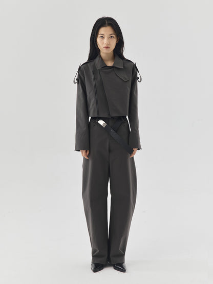 Shoulder Strap Cropped Jacket