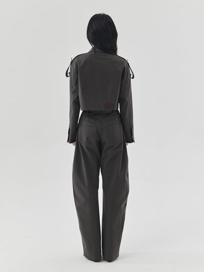 Shoulder Strap Cropped Jacket