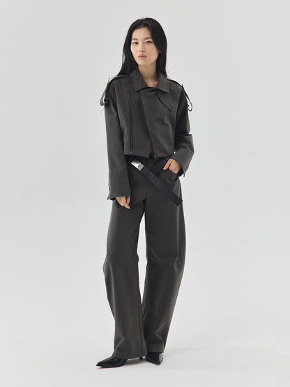 Shoulder Strap Cropped Jacket