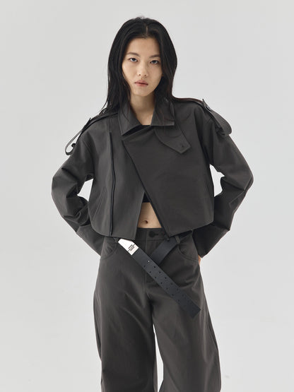 Shoulder Strap Cropped Jacket
