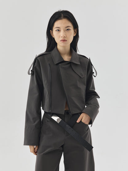 Shoulder Strap Cropped Jacket