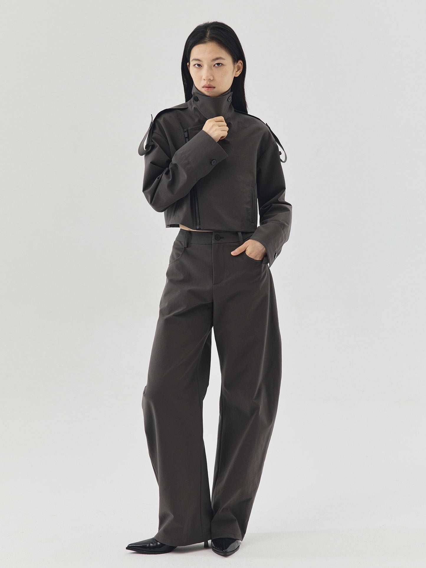 Shoulder Strap Cropped Jacket
