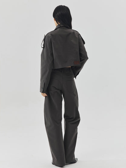 Shoulder Strap Cropped Jacket