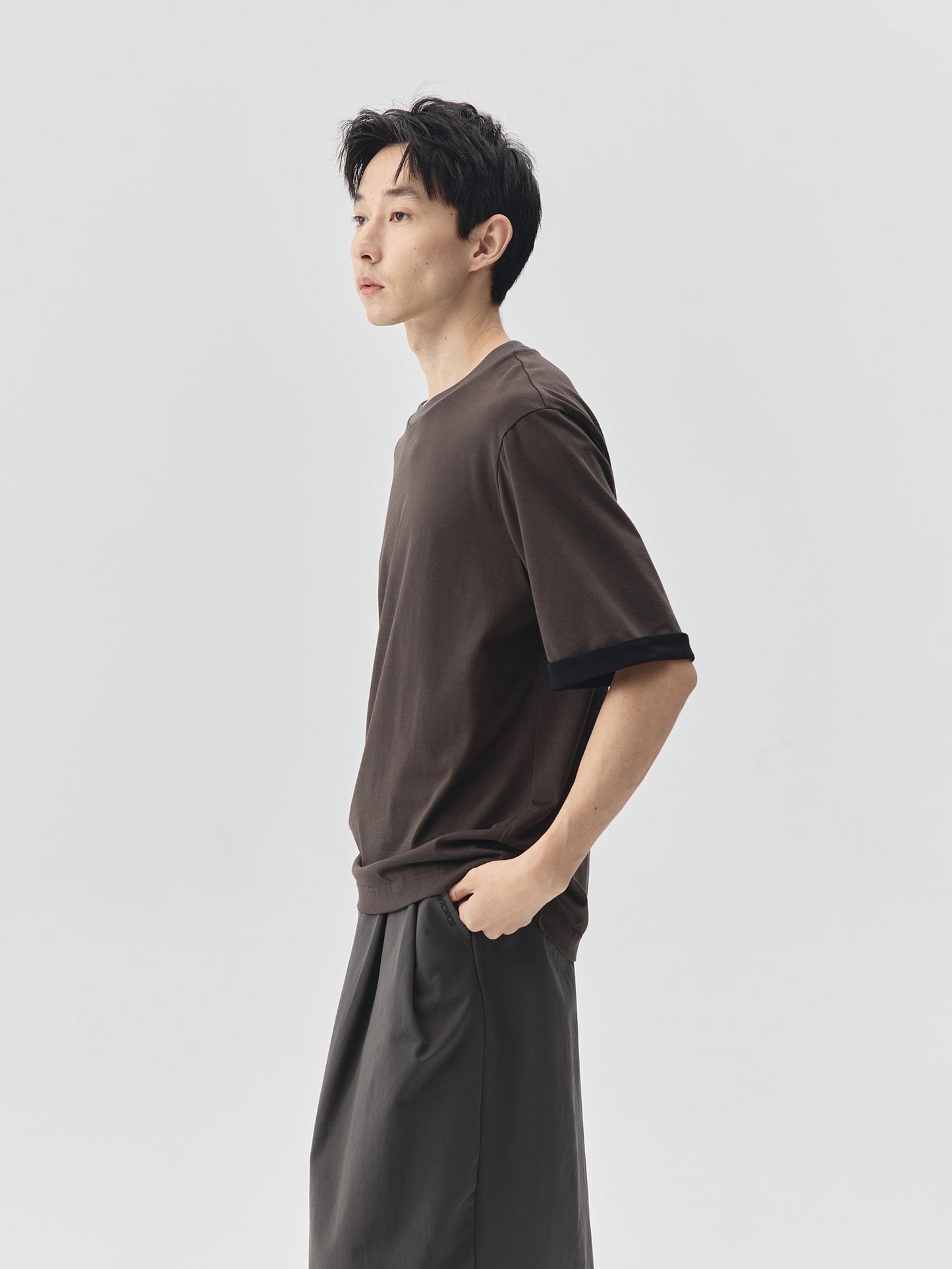 Splicing Sleeves Back Logo T-shirt