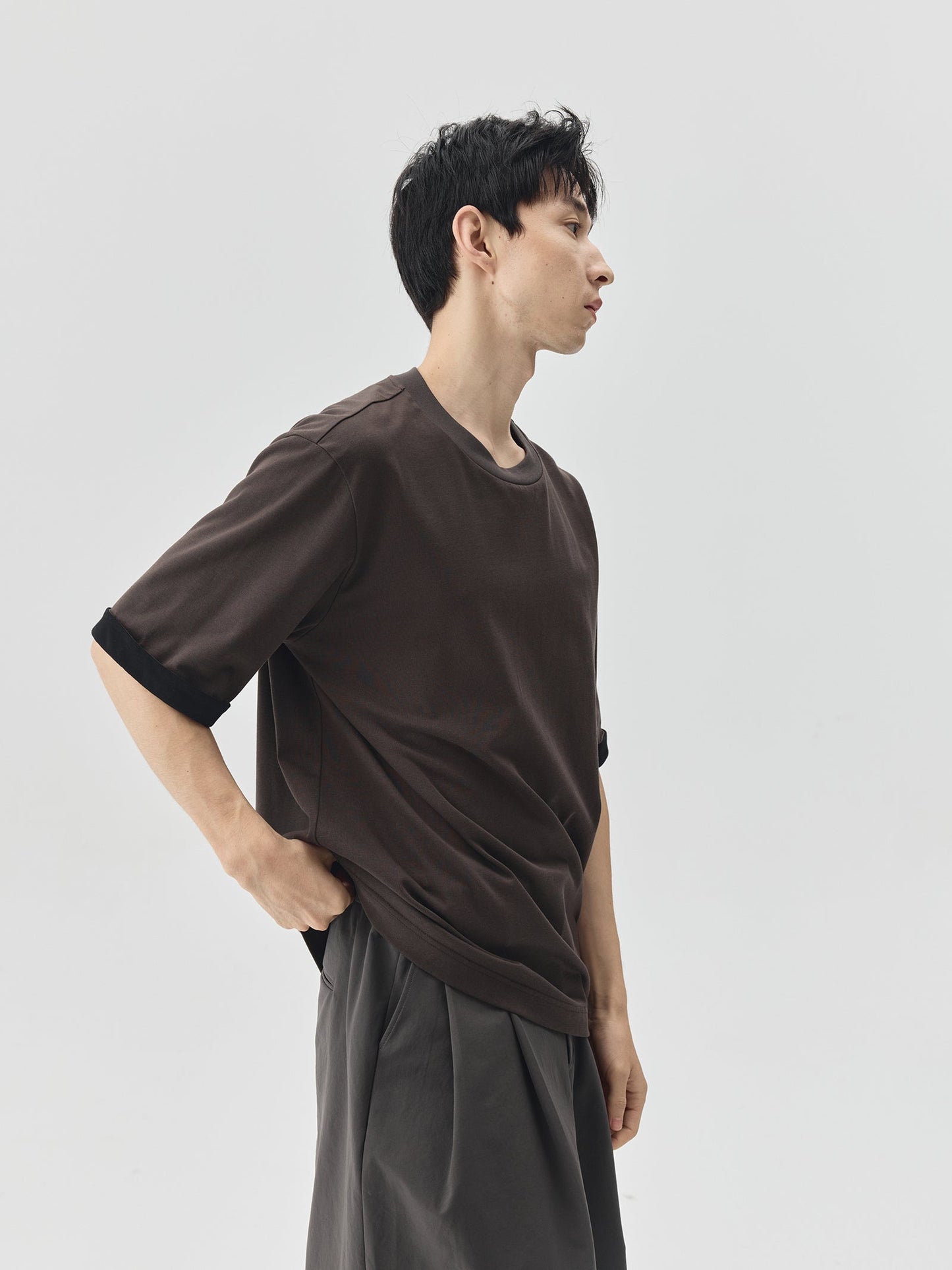 Splicing Sleeves Back Logo T-shirt