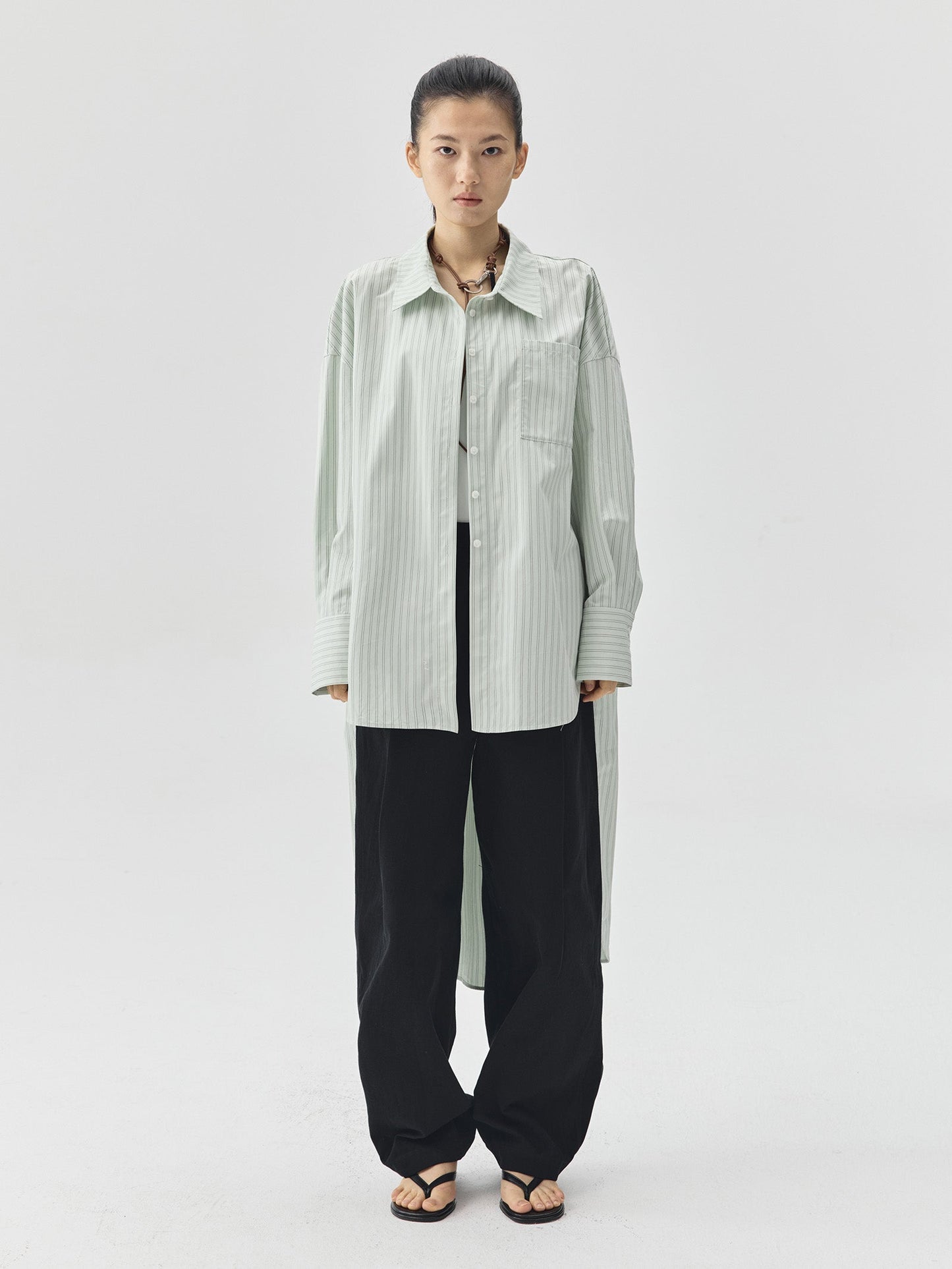 Summer Tone Stripes Long Shirt