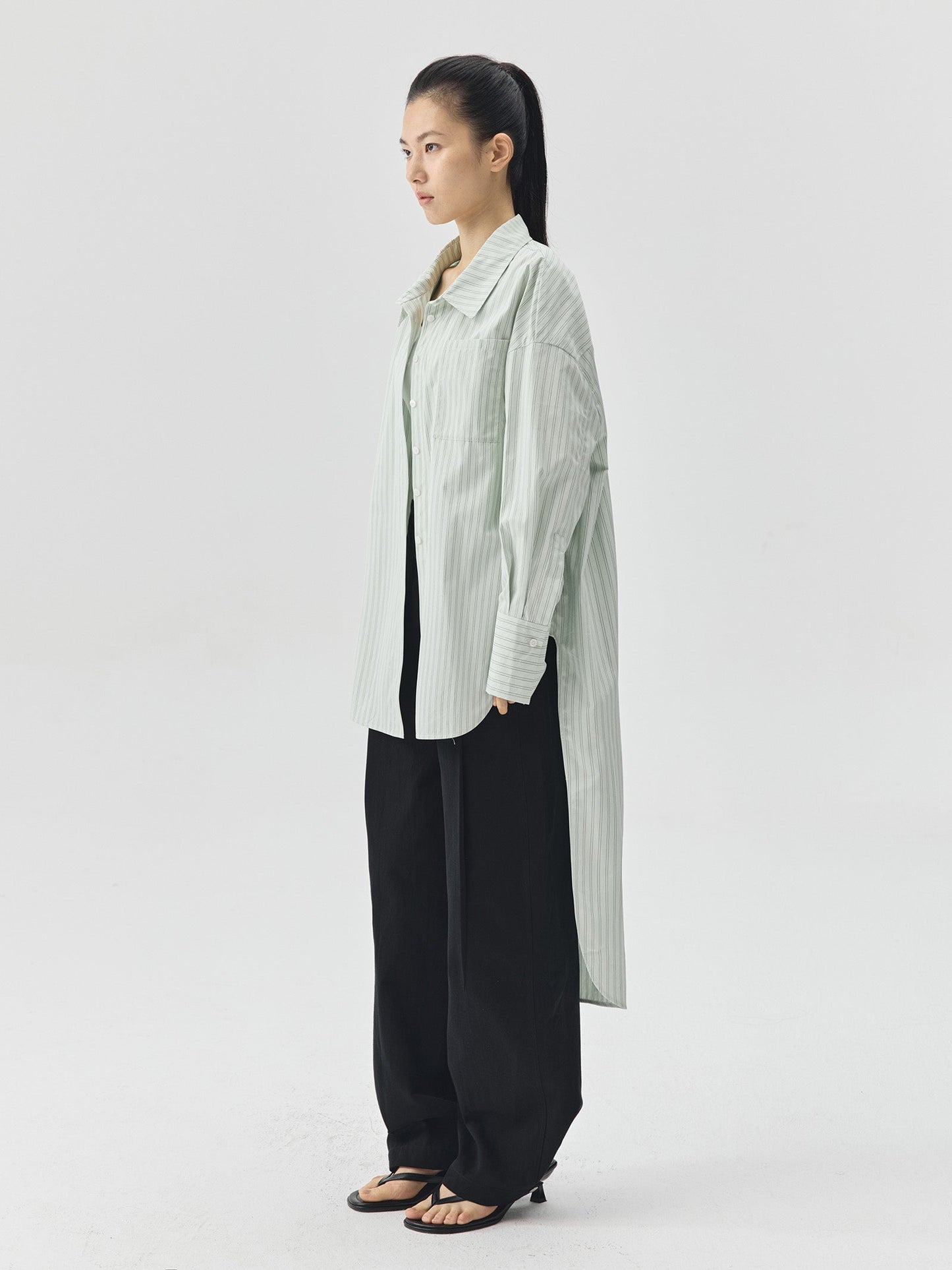 Summer Tone Stripes Long Shirt