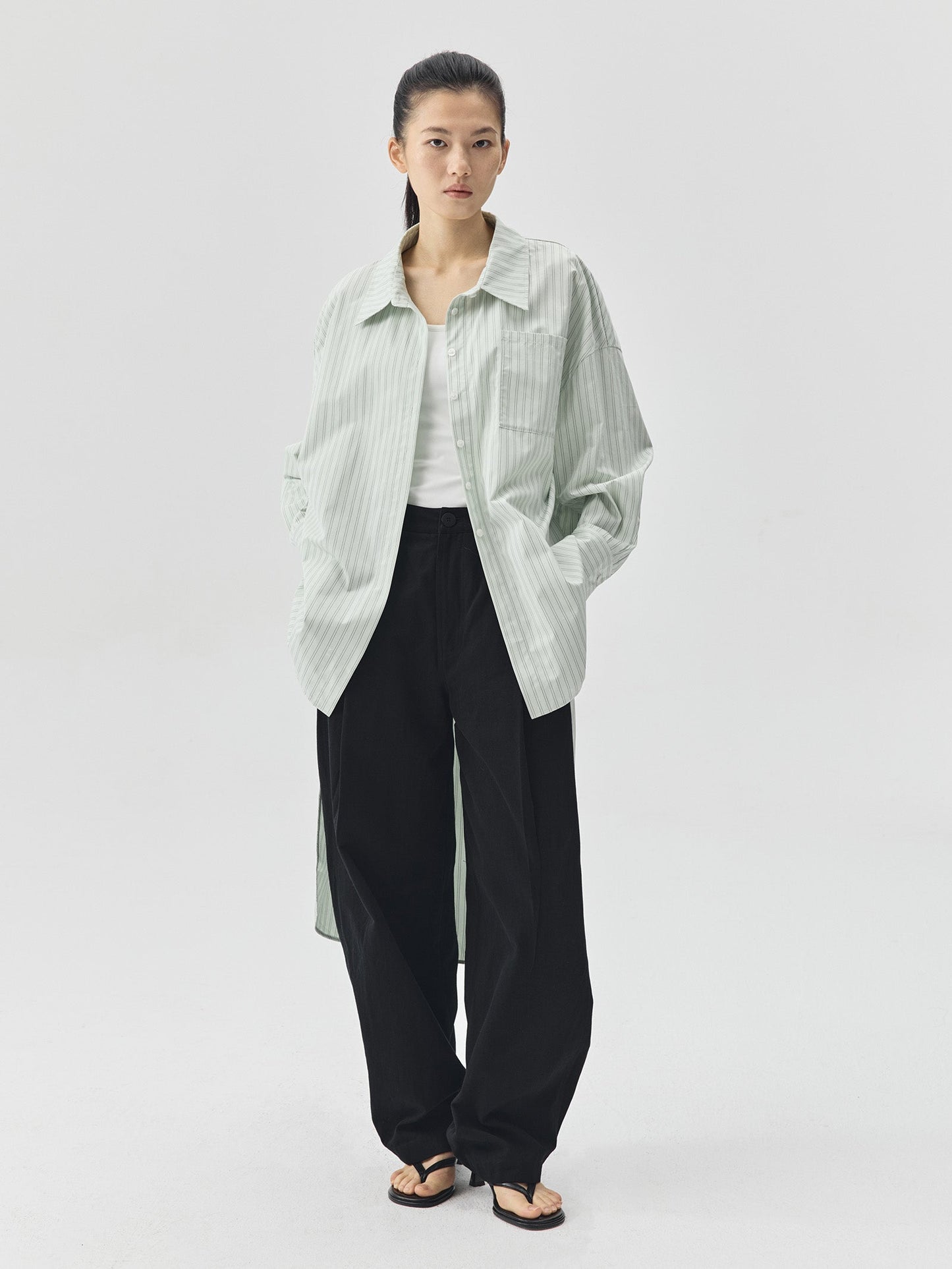 Summer Tone Stripes Long Shirt