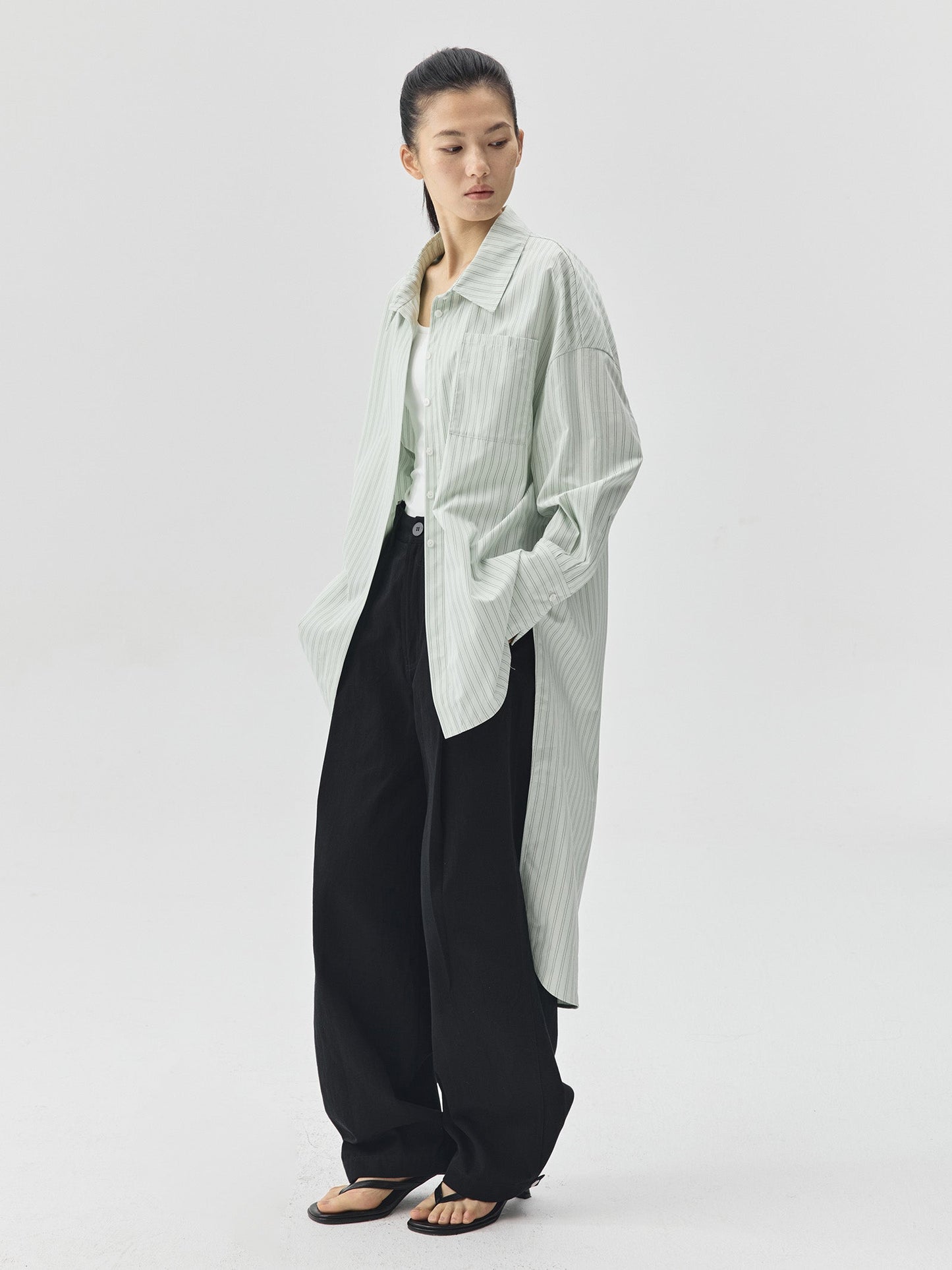 Summer Tone Stripes Long Shirt