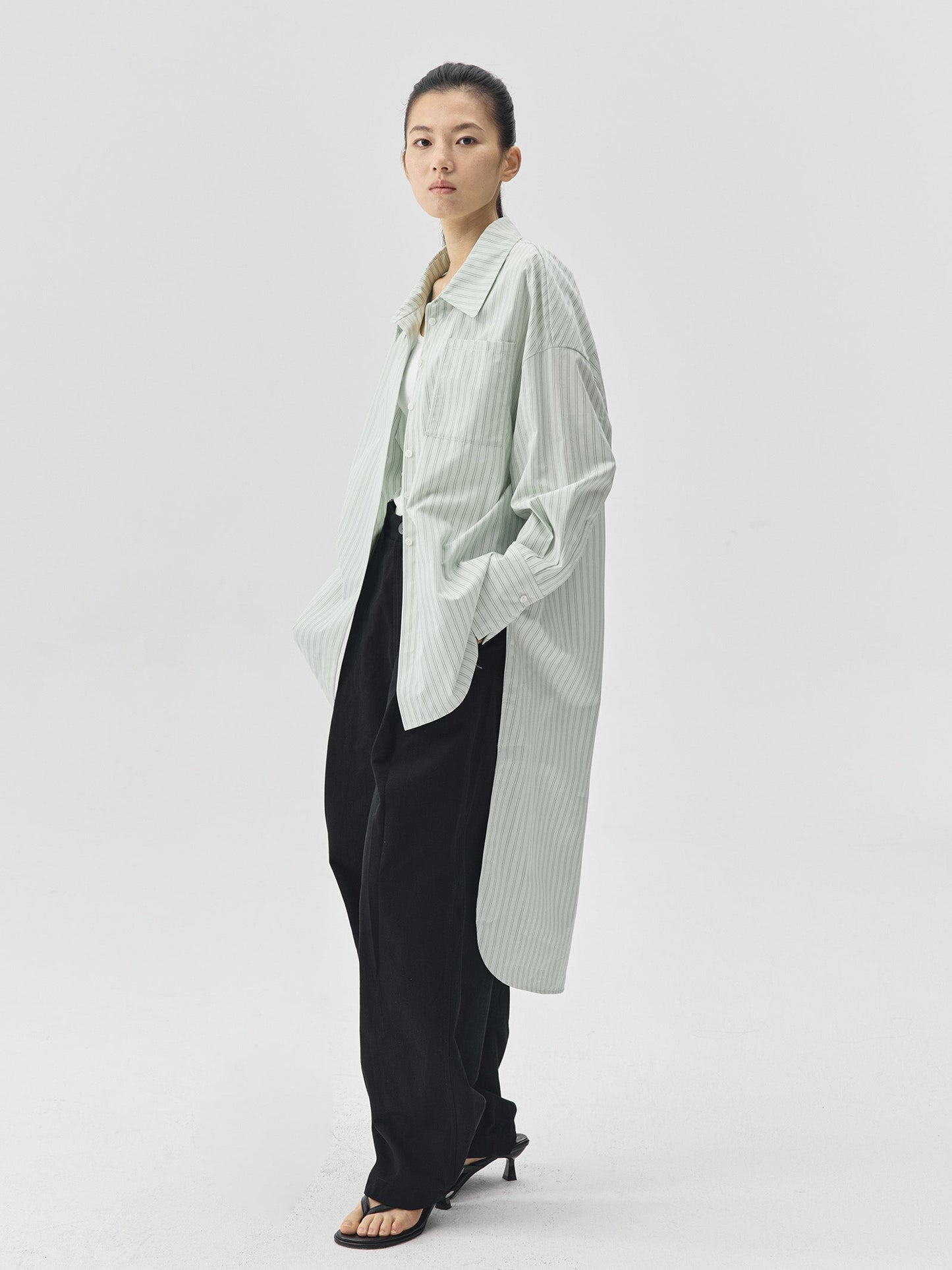 Summer Tone Stripes Long Shirt