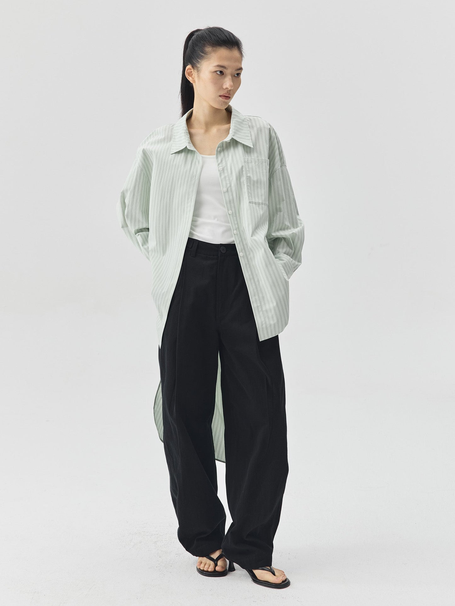 Summer Tone Stripes Long Shirt