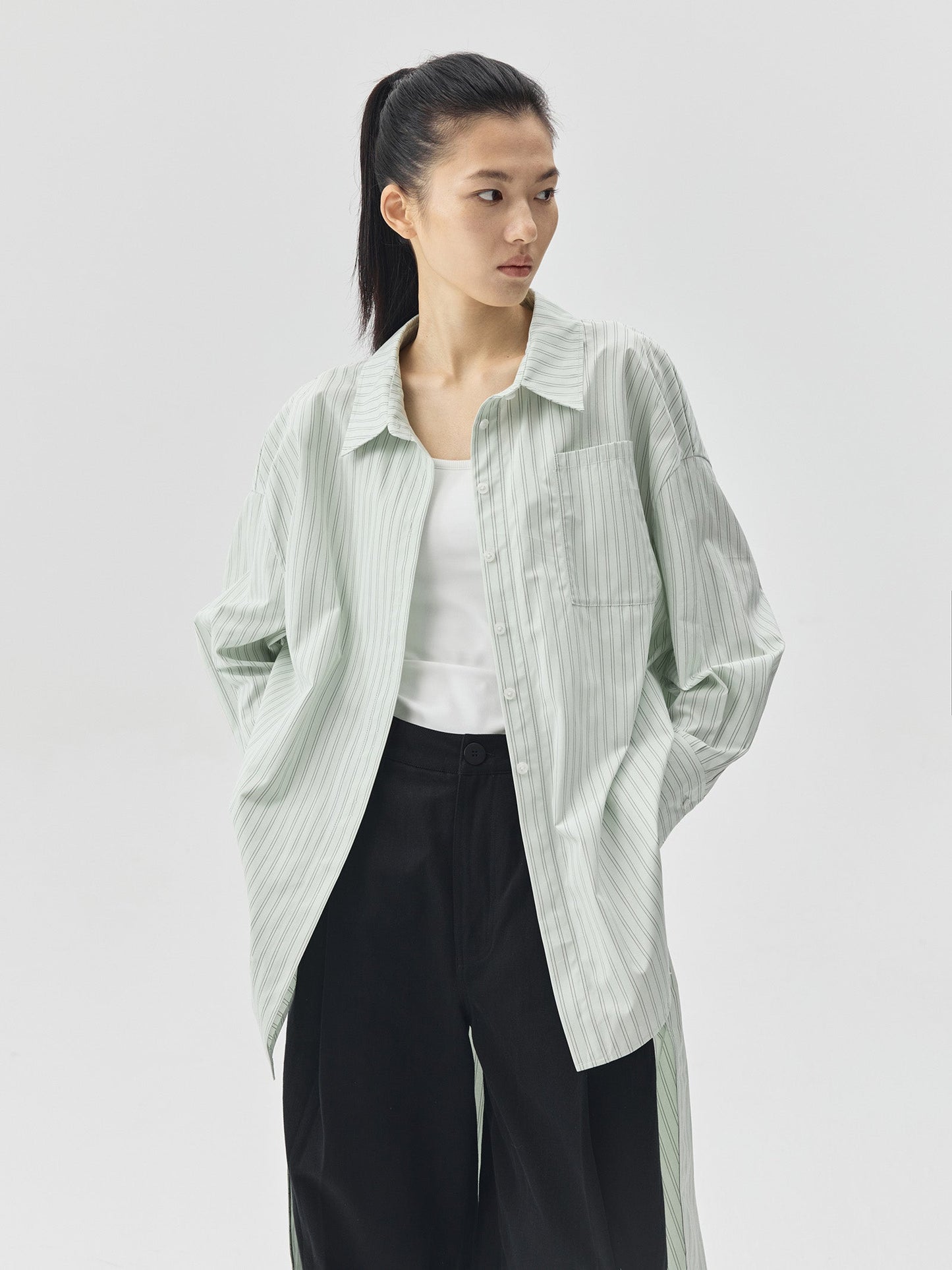 Summer Tone Stripes Long Shirt