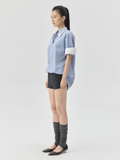Folding Sleeves Navy Style Shirt