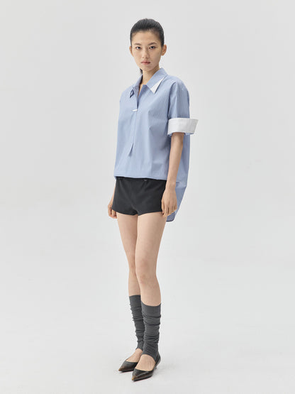 Folding Sleeves Navy Style Shirt