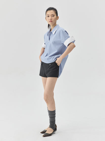 Folding Sleeves Navy Style Shirt