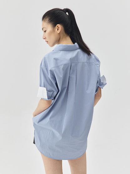 Folding Sleeves Navy Style Shirt