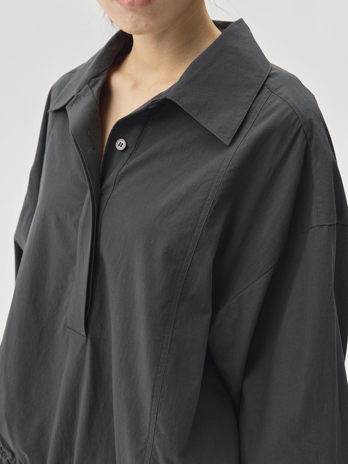 Loosen Form Drawstring Shirt Dress