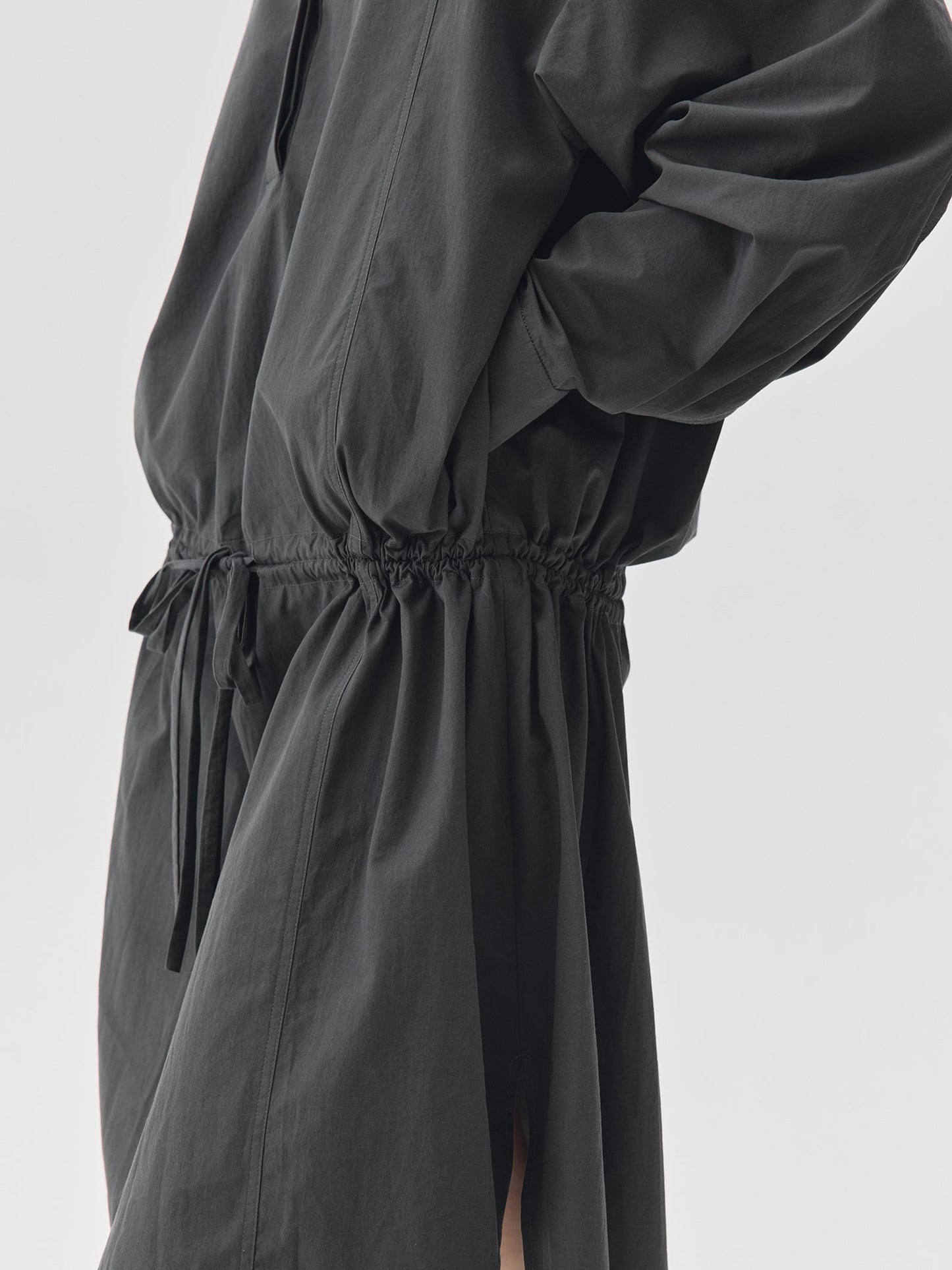 Loosen Form Drawstring Shirt Dress