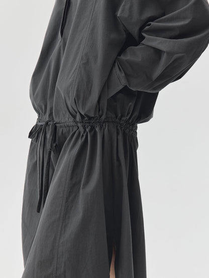 Loosen Form Drawstring Shirt Dress