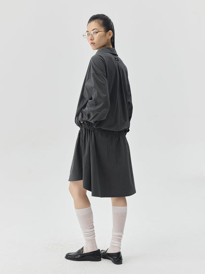 Loosen Form Drawstring Shirt Dress