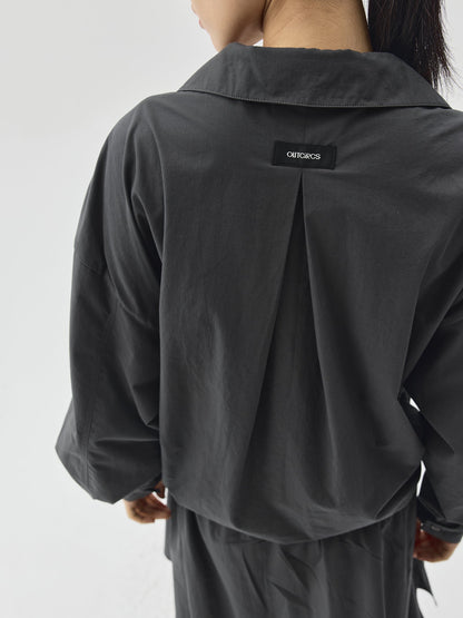 Loosen Form Drawstring Shirt Dress