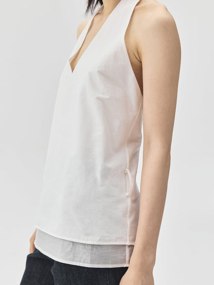 V-Neck Halter Open-Back Top